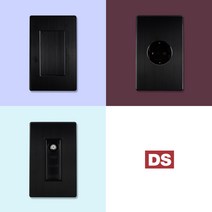 DS이엘씨 D3 올 블랙 알루미늄 배선기구 모음 스위치 콘센트 통신 CATV 전화 인터넷 커버 교체 디자인 인테리어 맹커버, 02_매입 2구 콘센트