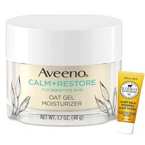Aveeno Calm + Restore 귀리 젤 페이셜 모이스처라이저 크림 민감한 용 파라벤 프리 48g & 바디 스크럽 59.1ml (2온스) 콤보 (FFP 포장)
