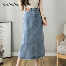 나바바 NS235 여성 캐주얼 뒷트임 데님 스커트