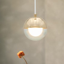 더블 1등 펜던트 2 Type (LED램프포함) 유리볼 식탁 홈인테리어조명, 원형_3W 미니콘램프 하얀빛