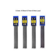 Haile 0.3 0.5 0.7 0.9mm hb 기계식 연필 세트 풀 메탈 아트 드로잉 스케치 쓰기 자동 연필 검정색 리드 리필, 믹스 4pcs 리드