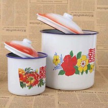 탱크 빈티지 에나멜 80년 대로 찻잔 항아리 로퍼 용량 법랑머그컵, T08-9cm 뚜껑포함 띠갑 500ml(랜덤