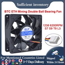 SENLIFANG정품 SG121238BS qfr1212gou DC12V 21A S7 S9 T9 L3 BTC ETH 마이닝 더블 볼 베어링냉각 팬 12012038mm, SG121238BS+없음 RGB+Black
