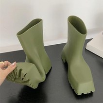 레인 부츠 장화 장마 미끄럼 방지 방수 메드 카프 슬립온 스퀘어 토 여성 캐주얼 아웃도어 신발 새로운 봄 가을