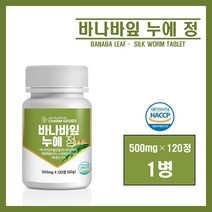 바나바잎 추출물 누에 정 가루 분말 혈당 영양 건강 바나바 잎 차 국내산 누에 누애 건조효모 여주 돼지감자 추출분말 코로솔산 파이토스테롤 수용성 식이섬유 식약처 식약청 인증 추천, 1병, ##영에버그린##바나바잎누에정(500mg×120정), 120정