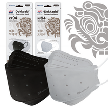 [BK헬스케어] 2+1 KF94마스크 대형(블랙/그레이) 귀안아픈 숨쉬기 식약처 유럽CE인증 미국FDA등록 도깨비마스크, 블랙, 1박스, 30개입