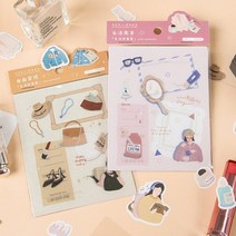 나의 작은 갤러리 다꾸 일러스트 다이어리 스티커 일상 캐릭터 소품 꽃 소녀 손그림 팬시 편지 데코 아기자기, 주말