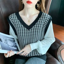 여자긴팔니트 클래식 보카시 여자스웨터코디 키치한 가을 상의 와이드 루즈핏 페이크투피스 2531498217