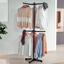 의류행거 행거수납장 행가 이동행거 회전형 2단, 블랙