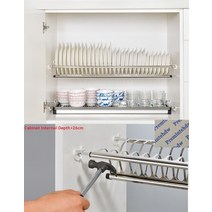 49-73cm 2 단 스테인레스 스틸 캐비닛 찬장 접시 식기 건조 랙 노크 온 보관, 05 W69-73CM
