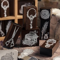 가위 잉크 타자기 구슬 우드 다꾸 스탬프 빈티지 편지 다이어리꾸미기 도장, 04:잉크