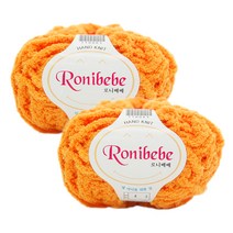 필립섬유 로니베베 뜨개실 80g x 2p, 37 밝은주황, 76m, 2개