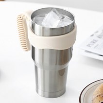 리빙스토리 스텐 텀블러 900ml 텀블러+손잡이+밀폐빨대뚜껑, 실버
