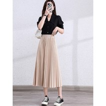 로즈랩 주름치마 밴딩 롱스커트