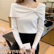 여성 스웨터 탑 블라우스 리본 디자인 컬러 포인트 루즈핏 셔츠 오피스룩