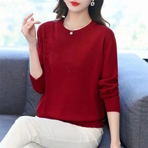 besteffie 여성 가을 겨울 니트 라운드넥 스웨터 심플 디자인 고급스러운 패턴 장식 K18