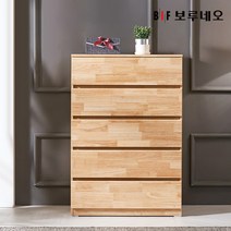 앳홈 테드 러버 원목 800 5단 서랍장 (깊이400), 내추럴 원색
