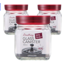 락앤락 숨쉬는 유리용기 사각 선물세트, 900ml, 3세트