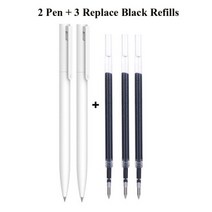 원래 Xiaomi 펜 쓰기 부드러운 빛 Mijia 프레스 코어 교체 리필 블루 레드 블랙 0.5mm 비즈니스 롤러 볼펜, 2pen 3black refills