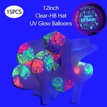 형광 서클 도트 Garlands 네온 깃발 UV 블랙 라이트 반응 글로우 빛나는 웨딩 파티 생일 장식, [14] Glow HB Banner
