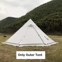 캠핑 텐트 초경량 가족 여행 텐트 굴뚝 구멍이있는 스노우 스커트가있는 새로 업그레이드, 외부 텐트 흰색