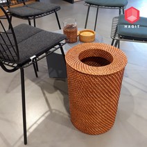 하지트 인테리어 고급 라탄휴지통 쓰레기통 20L 원형 라탄바구니 바스켓