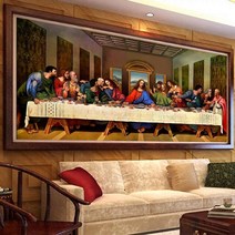 명화 비즈 붙이기 예수님의 최후의만찬 보석십자수 교회 기독교 종교 실내 취미 DIY, 100x50cm