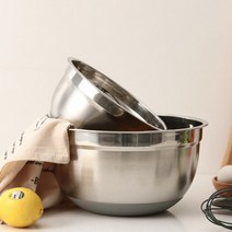 스텐304 눈금 용량 논슬립 실리콘 커버 깊은 믹싱볼 2P 세트