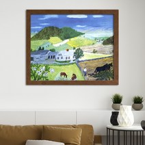 나봄갤러리 그랜마 모지스 쟁기질을 하는 소년 풍경화 일러스트 명화, 4.내츄럴 브라운 액자