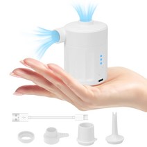 전동 에어 펌프 4000 mAh 대용량 전동 공기 넣기 최대 공위 칸막이 4200pa 파워풀 USB 충전식 연속 사용 가능 시간 60분 공기 넣기와 공기 빼기 2in1 소형 경량 증압 기능 탑재 4 종류의 노즐 부착 등에 적용 (화이트)
