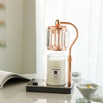 캔들백화점 크리스탈 엘사 캔들워머 + 소이 캔들 세트 레몬 370g, 로즈골드(블랙)