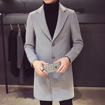 스타일리스한 기본 루즈핏 칼라넥 남자 코트 하객룩