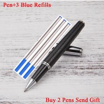 미니 음성 볼펜 녹음기뜨거운 판매 pu 가죽 브랜드 금속 롤러 사무실 비즈니스 남자 펜, 펜 3 파란색 리필