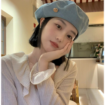 hotmally 여성 면 베레모 사계절 청 빵모자