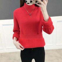 터틀넥 슬림 플러스 벨벳 스웨터 2022 겨울 니트 풀오버 캐주얼 양털 따뜻한 니트 탑스