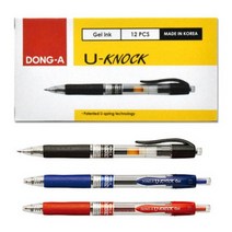 펜코리아(디오피스) 동아연필 유노크 0.5mm 흑청적, 12개입, 흑색