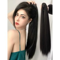 인모 붙임머리 노팁 가발 미용 헤어 염색 연장 컬러, 상세 페이지 참고, 내츄럴 블랙 (그리퍼 스타일) 50cm
