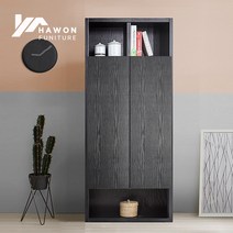 하원가구 플렉스 스테이 840_L 인테리어 도어 책장, 블랙