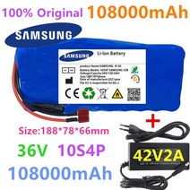 전기자전거 배터리 2021 원래 36v 10s4p100ah 팩 500w 고전력 42v, 삼성 dc-xt60