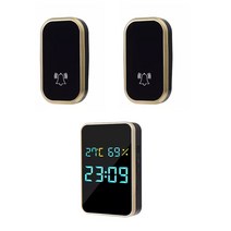 현관문종 배터리 무선 초인종 자체 전원 도어 벨 디스플레이 온도 습도 시간 433mhz 가정 야외 웰컴 링 차임, [03] AU 플매트 카펫 매트 카펫 매트 카펫 러그, [03] 2 To 1