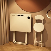 접이식 학생 책상 컴퓨터 테이블 휴대용 가정 스터디, 80X60X72 흑호두나무+의자