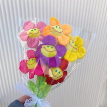 꽃다발 졸업식 선택) 꽃인형 인형(색 천꽃 꽃다발 생일 어린이집 입학식 만들기 유치원 헝겊꽃 식목일 32cm, 레드