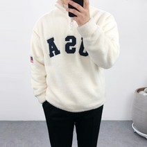 엠클로 남자 오버핏 양털 뽀글이 후리스 USA 아노락 맨투맨 티셔츠 남여공용 4컬러