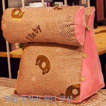침대 쿠션 침대 머리 쿠션 삼각 쿠션 등받이 쿠션 창허리 귀여운 침실 1인 기숙사 남자, 핑크 돼지머리, 탈부착 가능한 쿠션+헤드레스트 45×42×25cm (아