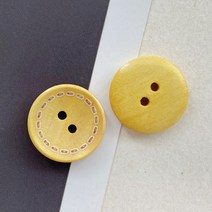 헤세드 빈티지 컬러 스티치 나무단추 우드단추(10개), 옐로우