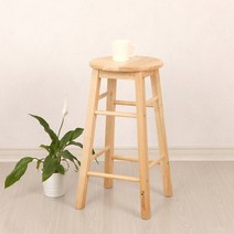 모노먼트 고무나무 아일랜드 홈바 원형 스툴 (중형) 2P 세트