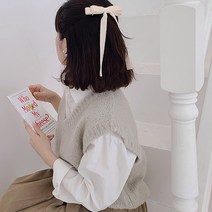 [블링살롱made/국내제작] 퓨어 화이트 미우 롱테일 클래식 긴 벨벳 리본 헤어핀 8cm 자동핀 1컬러 반묶음 머리핀 롱 머리묶음 웨딩 헤어 연주회