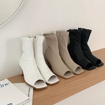 국내제작 토오픈 스판 미들 스퀘어토 앵클 부츠힐(7cM)