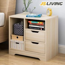 JS리빙 협탁 침대 침실 미니 거실 수납 서랍장 사이드 테이블 엔틱 수납장 선반 모던 거실장 보조 인테리어 베드 2단 원목 우드 EV_35 30*49*48