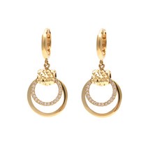 [비앤비골드]14K18K 귀걸이 더블링 컷팅고리 원터치 큐빅 귀걸이 PNE23596